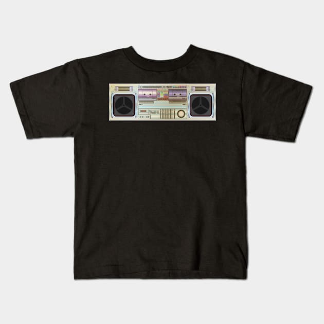 Ghetto Blaster Radio Design Kids T-Shirt by Brobocop